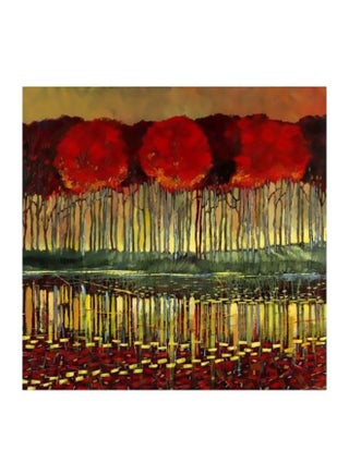 Decorative Wall Painting With Frame Red/Yellow/Brown 47x47cm - v1565954641/N29121470A_1