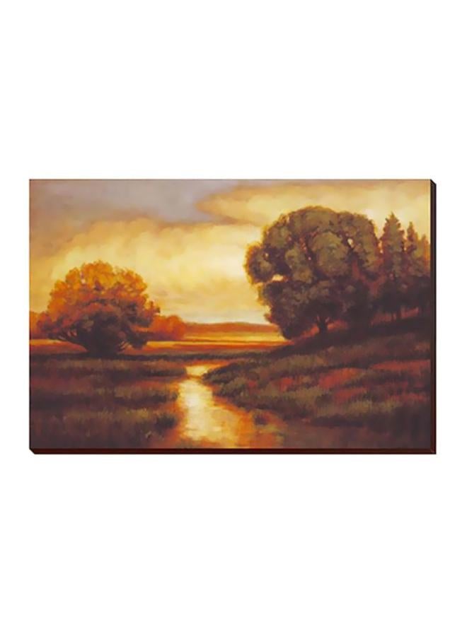 Decorative Wall Painting With Frame Yellow/Green/Orange 54x34cm