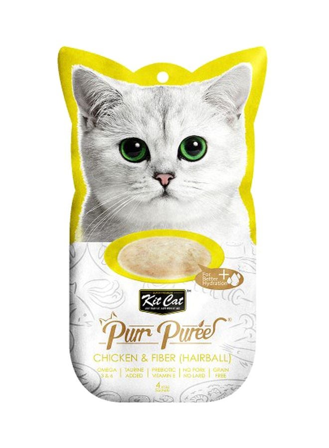 Kit Cat Purr Puree Chicken And Fiber Hairball Multicolour 15grams