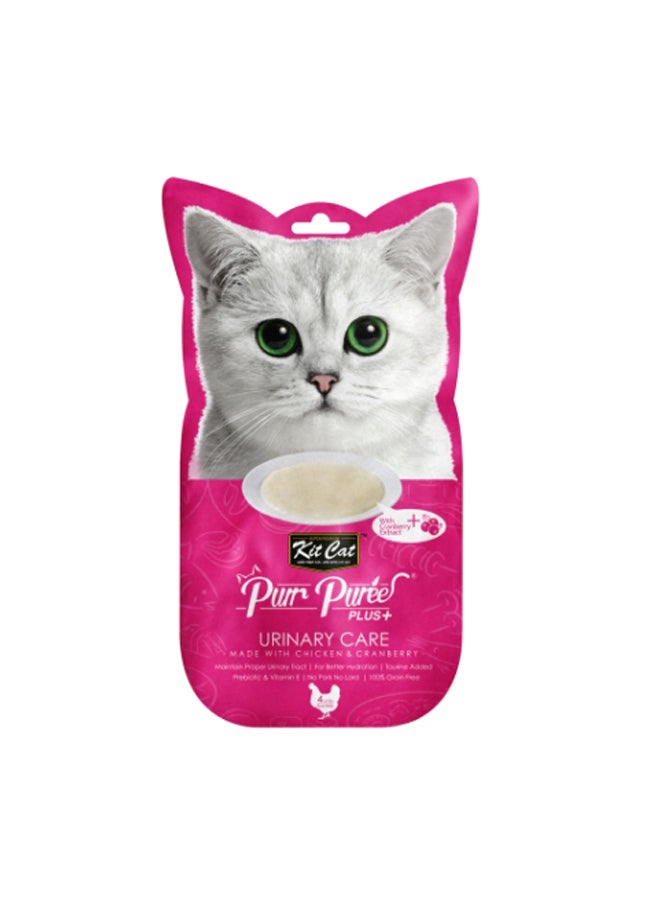 كيت كات مجموعة Purr Puree Plus للدجاج والتوت البري للعناية بجهاز البولي ، 4 قطع متعدد الألوان 15جرام