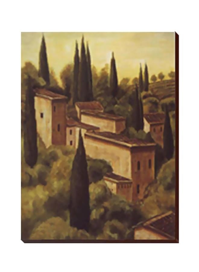 لوحة جدارية لتزيين الحائط مع إطار أخضر/بيج/أصفر 24x34سم