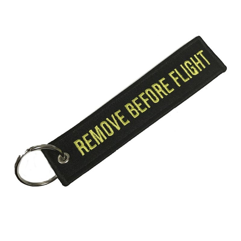 Bluelans Remove Before Flight Pattern Keychain Yellow/Black - Image 1