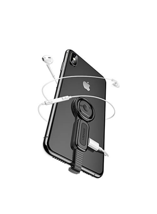 أوسامس حامل شاحن بميزة الصوت لهواتف آيفون XS/XS ماكس/XR/X/6/6S/7/8/ بلس 5 S أسود - Image 2