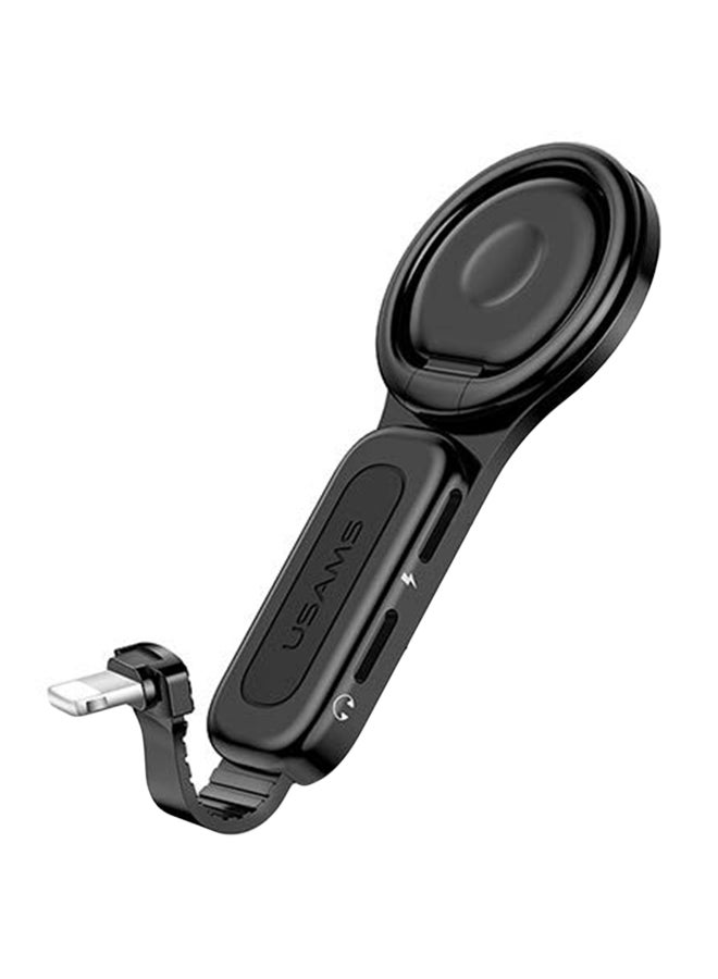 أوسامس حامل هاتف بمنفذين للصوت والشحن لهاتف آيفون 6 /7X /XS/ ماكس 7 بلس/ 8 بلس أسود - Image 1