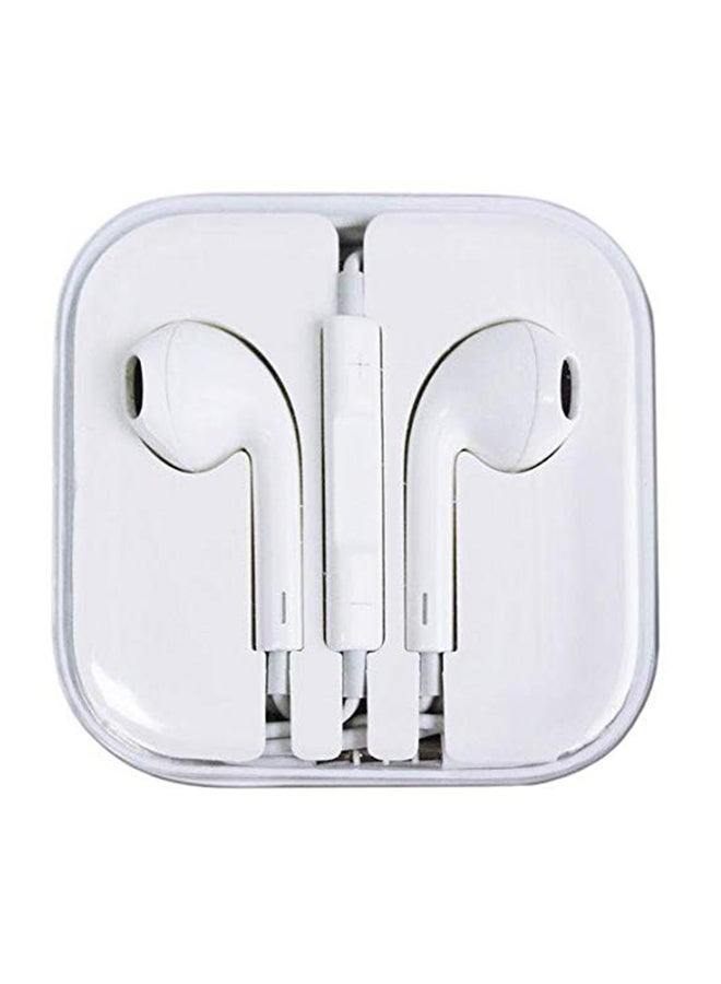 سماعة أذن داخلية سلكية مزودة بميكروفون أبيض