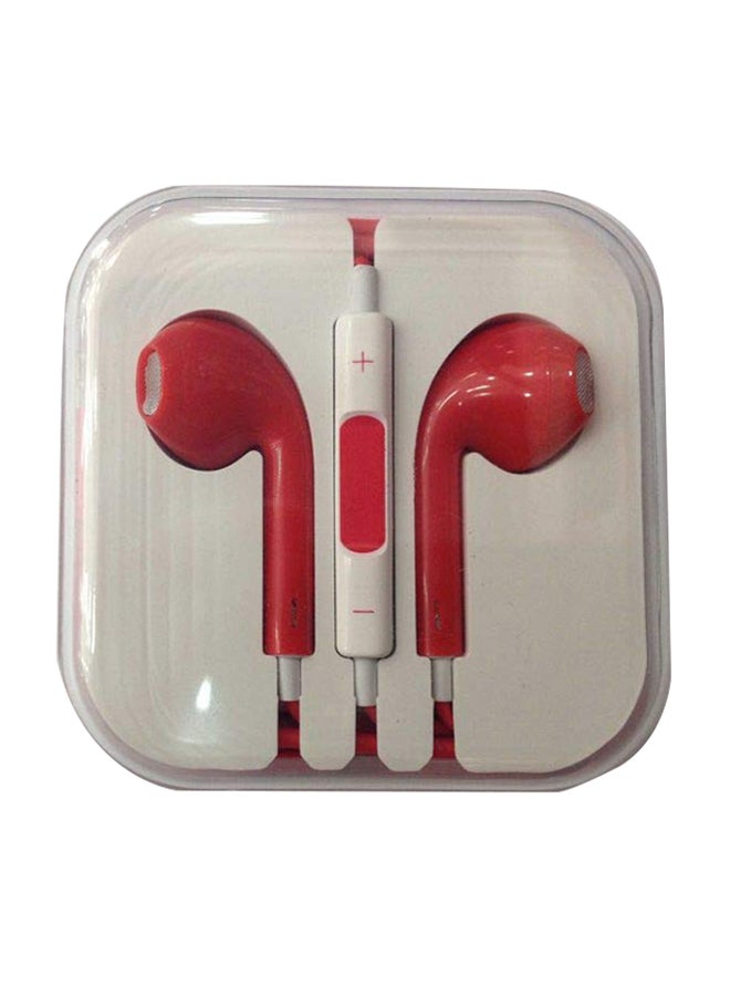 سماعة أذن داخلية سلكية مزودة بميكروفون أحمر