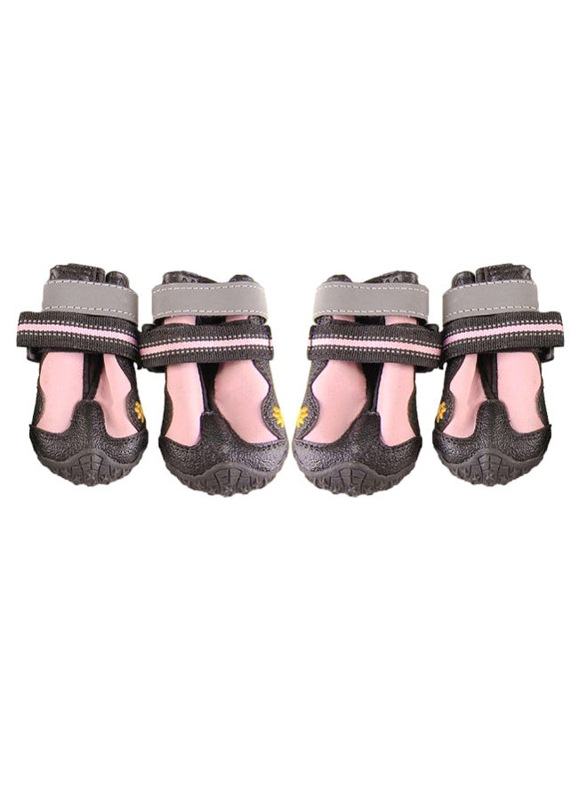 طقم أحذية واقية للحيوانات الأليفة مكون من 4 قطع وردي/رمادي/أسود 9.2 x 8.2سم