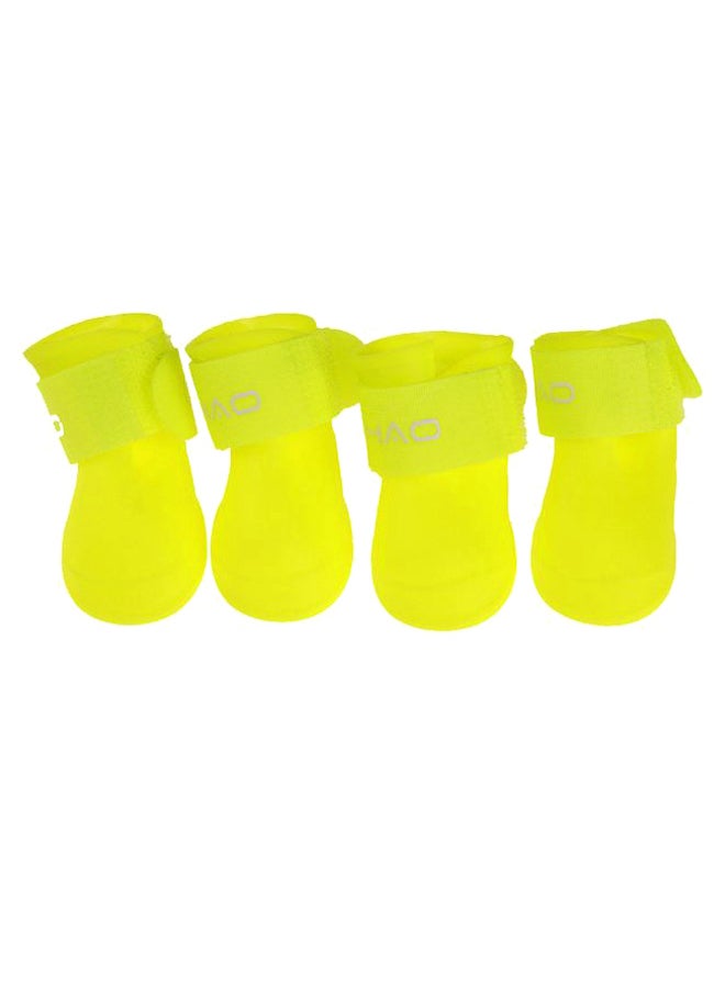 Generic 4-Piece Pet Non-Slip Rain Boot Set Yellow 