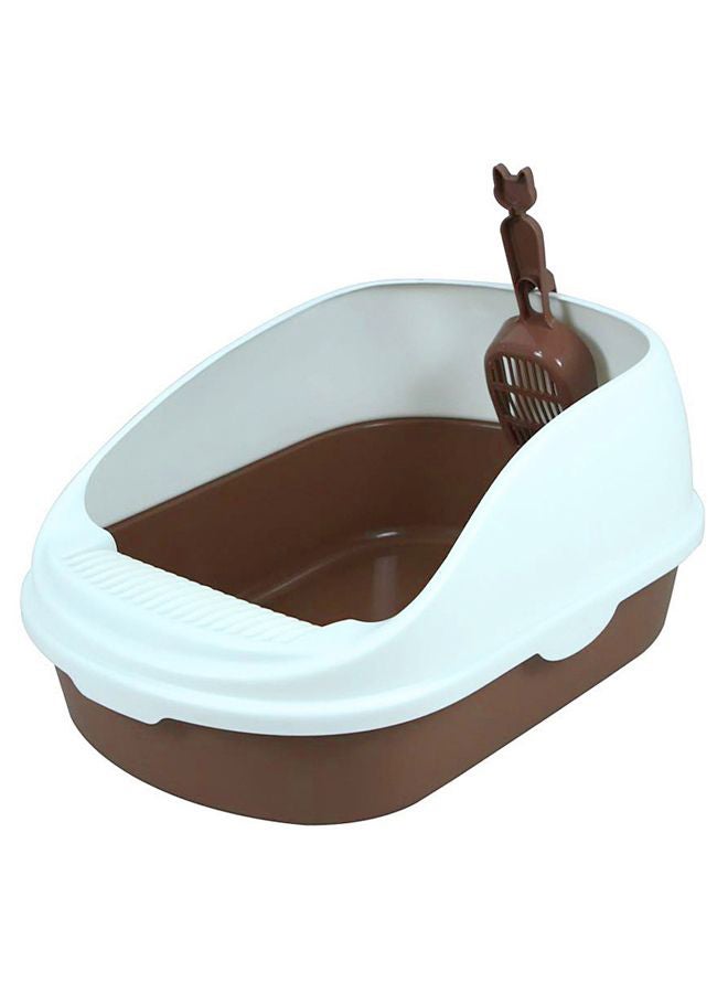 Clean Litter Box With Shield And Scoop Brown/White L