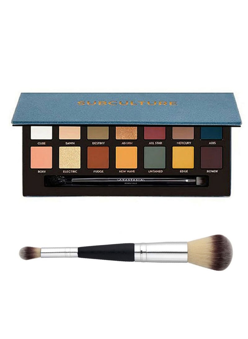 14-Color Shimmer Eyeshadow Palette With Brush Set Multicolour - Image 1