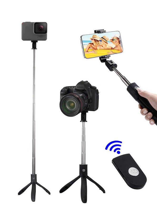 k6 - Tripod Extendable Selfie Stick With Bluetooth Remote Black - Image 1