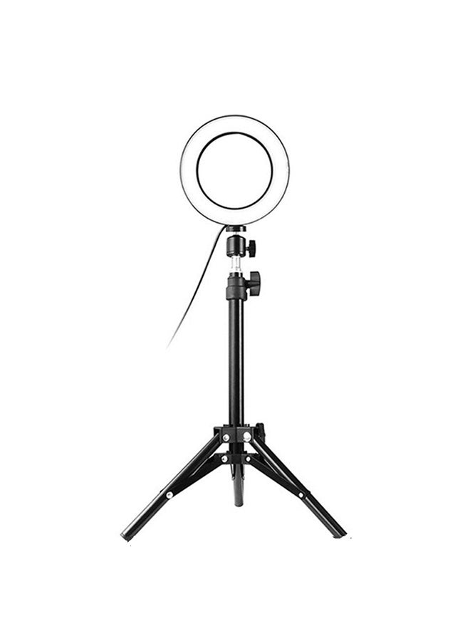 كول بيبي مصباح 64-LED دائري للكاميرا مزود بحامل تلسكوبي ثلاثي القوائم أبيض/ أسود