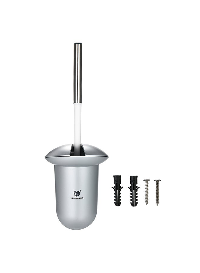CHUANGDIAN - Wall-Mounted Hideaway Toilet Brush and Holder Silver - Image 1