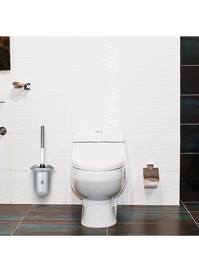 CHUANGDIAN - Wall-Mounted Hideaway Toilet Brush and Holder Silver - Image 1