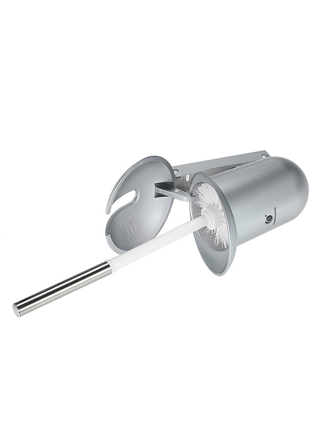 CHUANGDIAN - Wall-Mounted Hideaway Toilet Brush and Holder Silver - Image 1