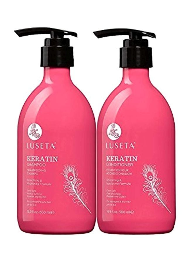 Luseta Pack Of 2 Keratin Smooth Shampoo And Conditioner Set 