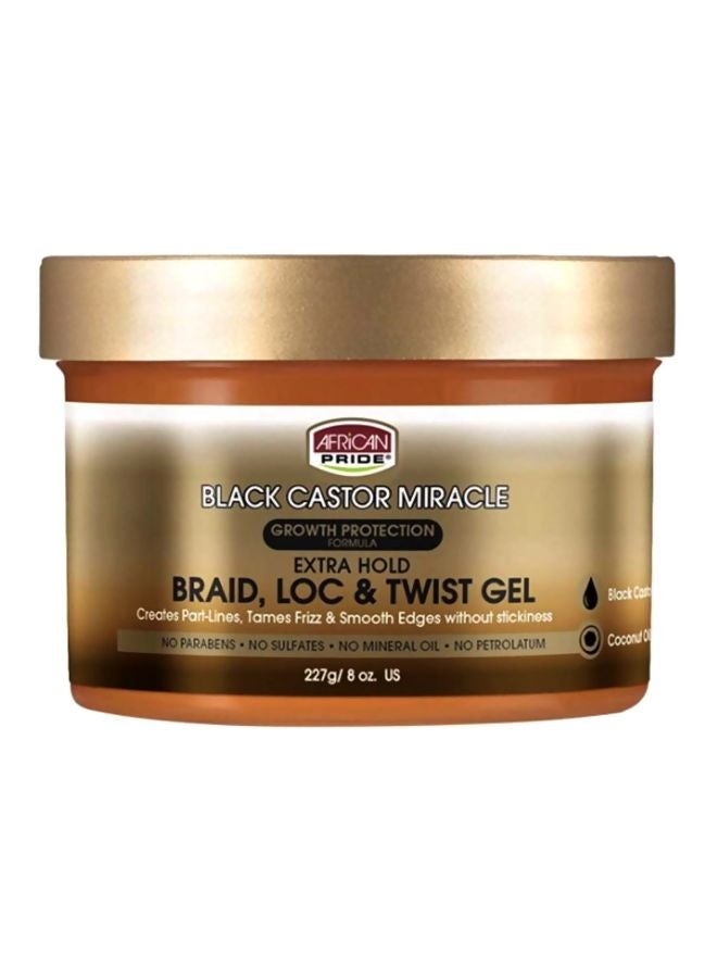 African Pride Black Castor Miracle Extra Hold Braid, Loc And Twist Gel 