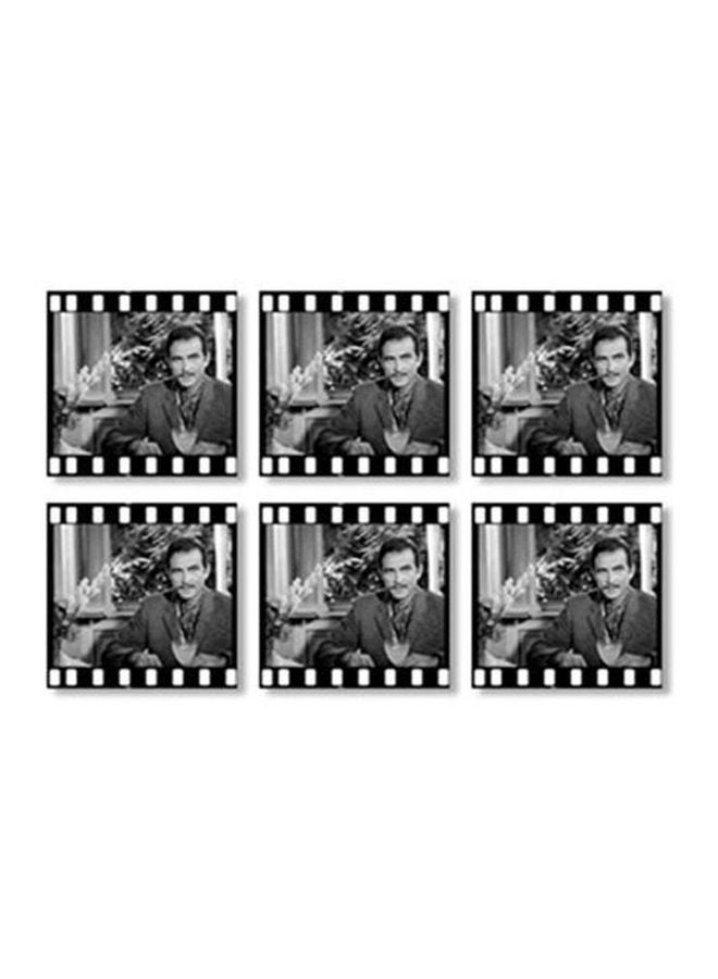 PHOTOBLOCK 6-Piece Tea Coaster Set Black/White 9x9cm 