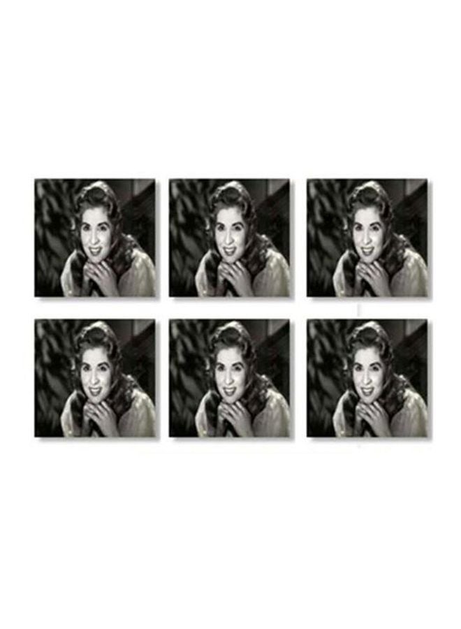 6-Piece Coaster Set Black/White 9x9cm