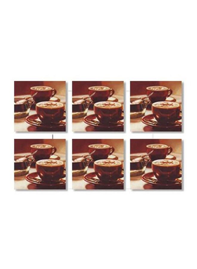 PHOTOBLOCK 6-Piece Tea Coaster Set Brown/Yellow 9x9cm 