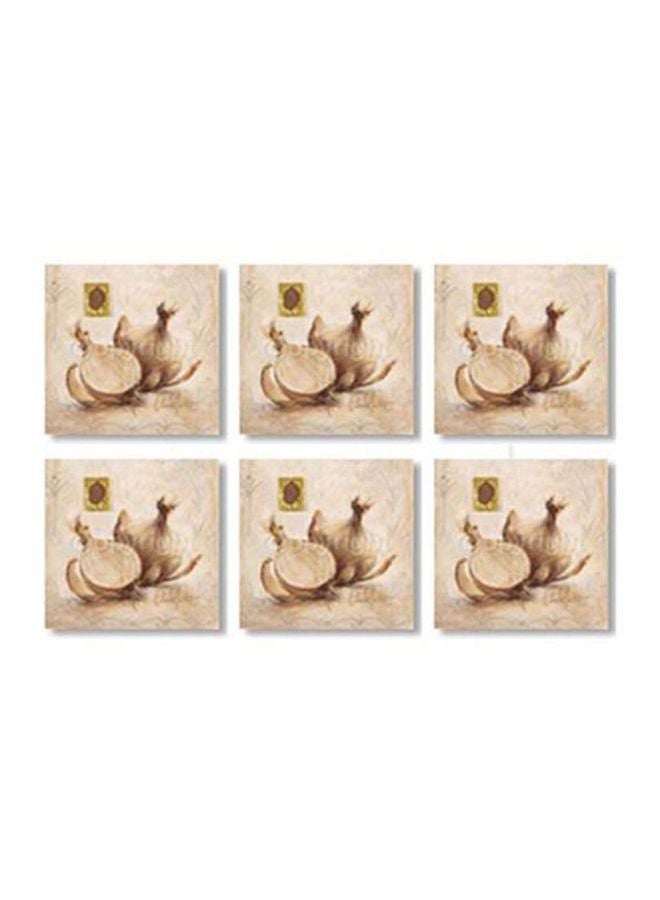 PHOTOBLOCK 6-Piece Tea Coaster Set Beige 9x9cm 