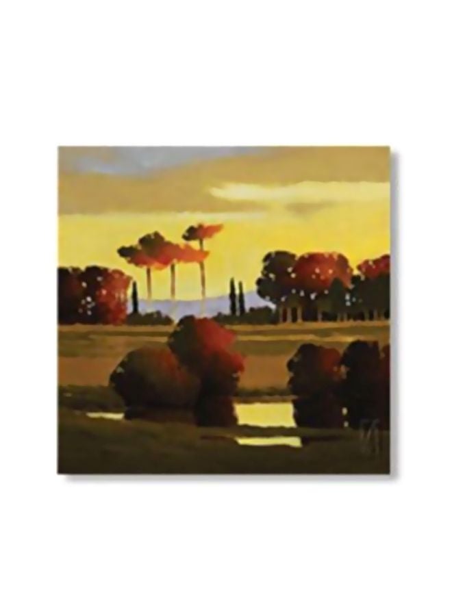 Decorative Wall Painting With Frame Yellow/Brown/Green 30x30cm