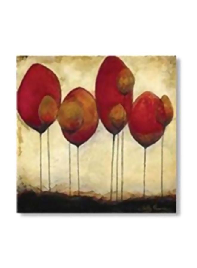 ستيكر فني لتزيين الحائط مع إطار بيج/أحمر/بني 24x24سم