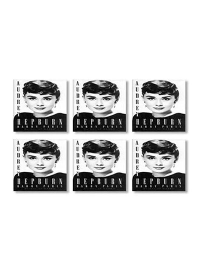 طقم قاعدة الأكواب 6 قطع أسود/ أبيض 9x9سم