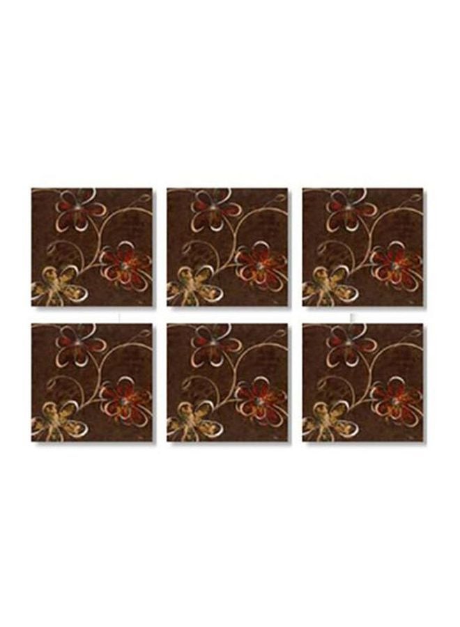 6-Piece Coaster Set Brown/Red 9x9cm