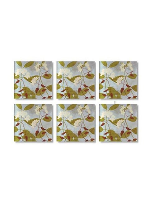 6-Piece Coaster Set Green/White/Red 9x9cm