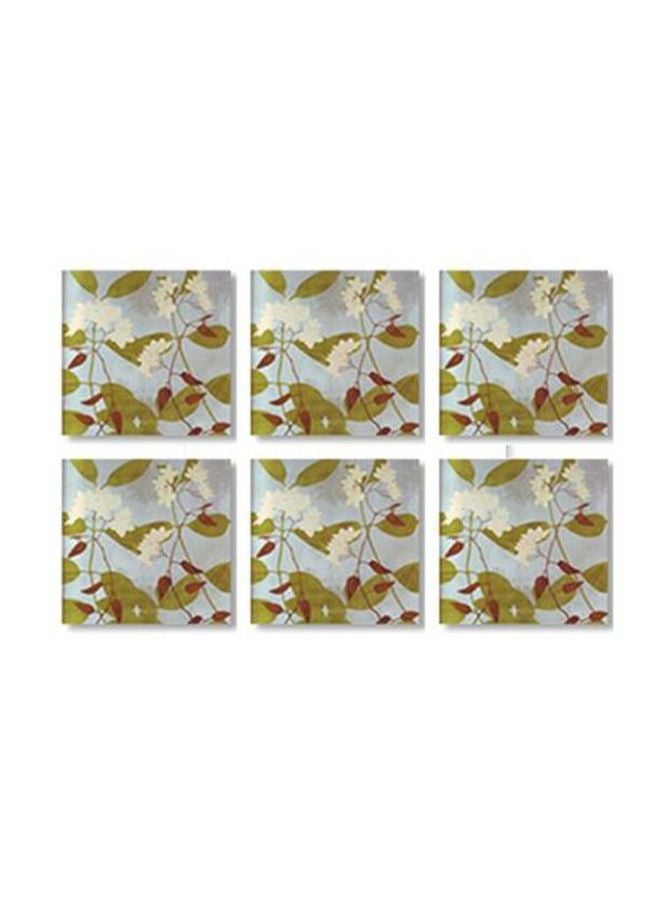 6-Piece Coaster Set Green/White/Red 9x9cm