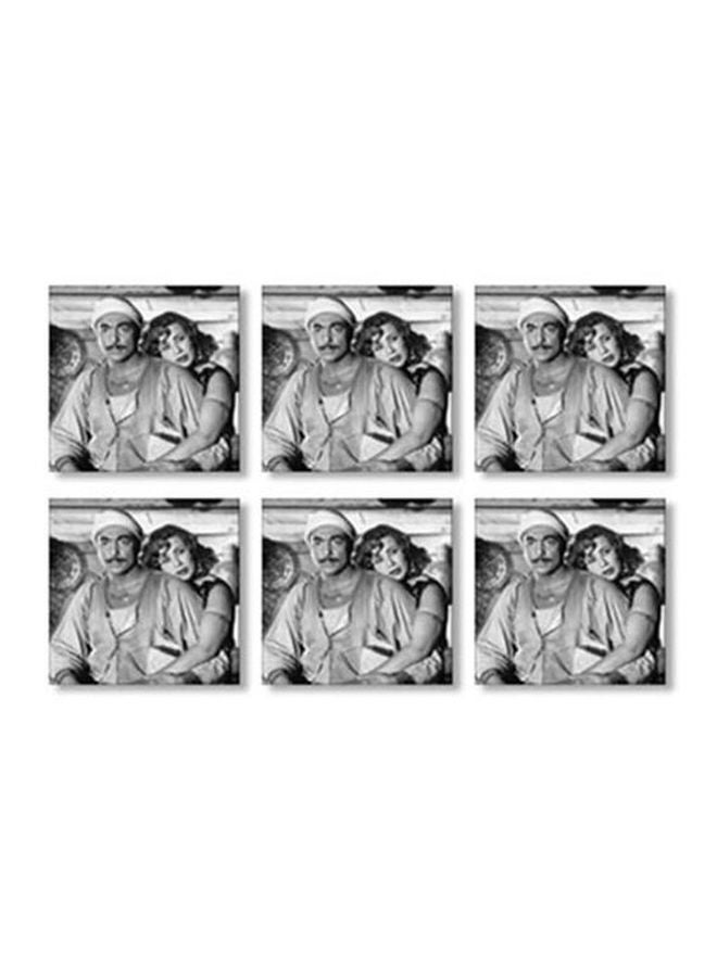 PHOTOBLOCK 6-Piece Tea Coaster Set Black/White 9x9cm 
