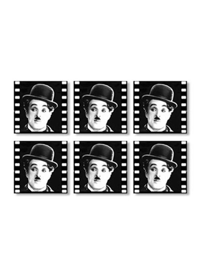 6-Piece Coaster Set Black/White 9x9cm