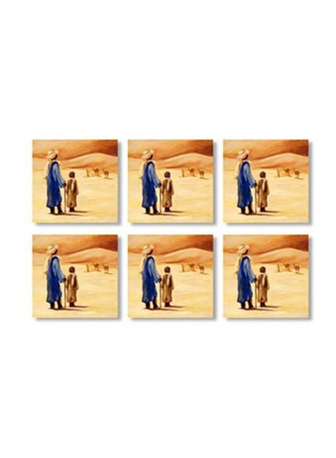 طقم قاعدة الأكواب 6 قطع متعدد الألوان 9x9سم