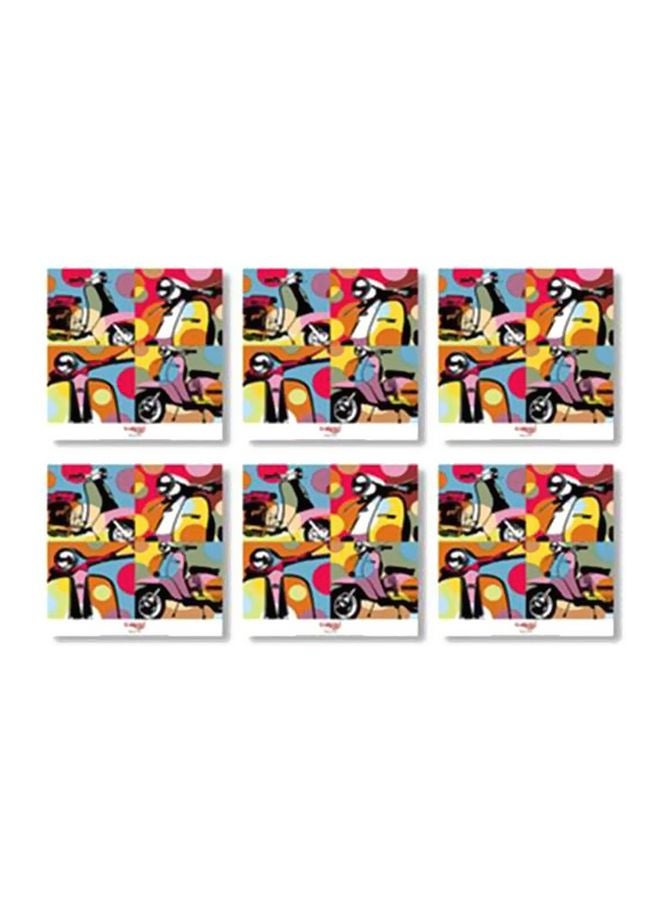 طقم قاعدة الأكواب 6 قطع متعدد الألوان 9x9سم