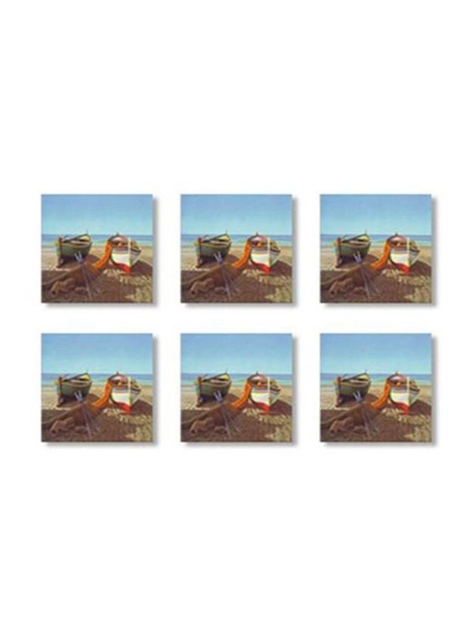 طقم قاعدة الأكواب 6 قطع متعدد الألوان 9x9سم