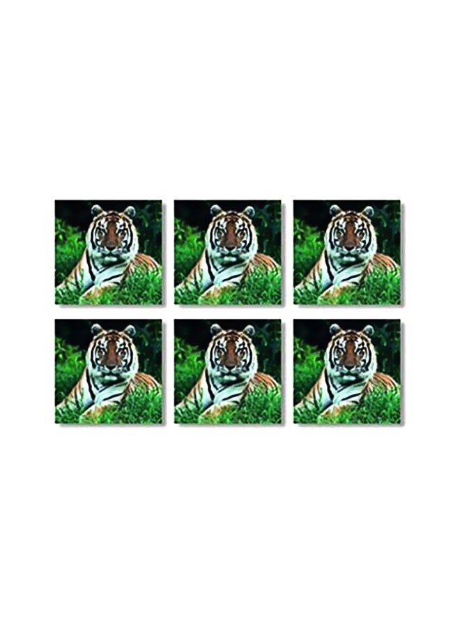 طقم قاعدة الأكواب 6 قطع أخضر / بيج / أسود 9x9سم