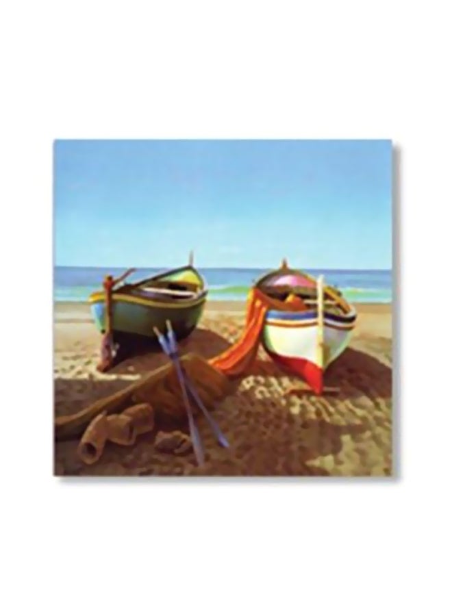 فوتو بلوك بوستر جداري للتزيين مع إطار أزرق/أبيض/ بيج 24x24سم