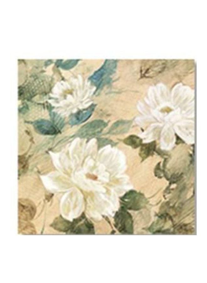 لوحة جدارية لتزيين الحائط مع إطار بيج/أبيض/أخضر 30x30سم