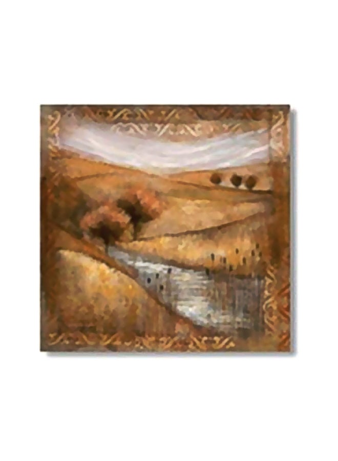 لوحة جدارية لتزيين الحائط مع إطار أصفر/أبيض/رمادي 24x24سم