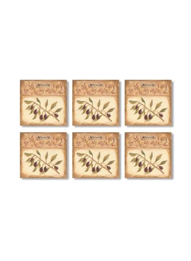 6-Piece Coaster Set Beige/Green/Purple 9x9cm
