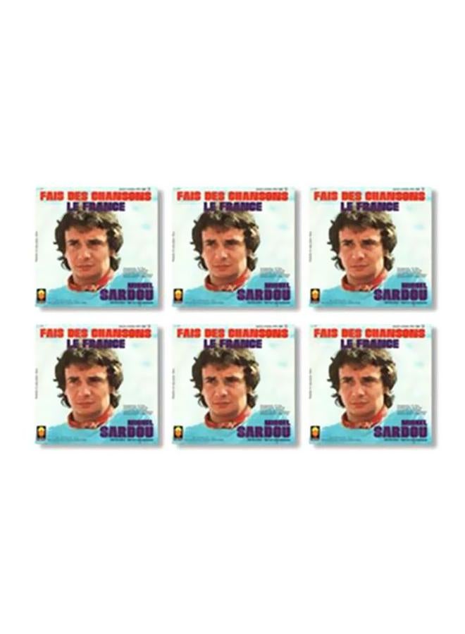 طقم قاعدة الأكواب 6 قطع أزرق/ أحمر/ أرجواني 9x9سم