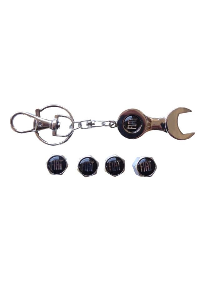 4-Piece Tyre Valve Cap With Key Chain - Image 1
