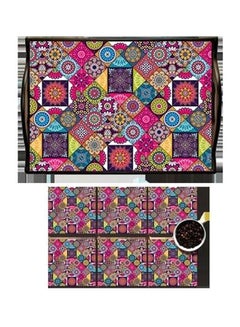 7-Piece Serving Tray With Coaster Set Multicolour