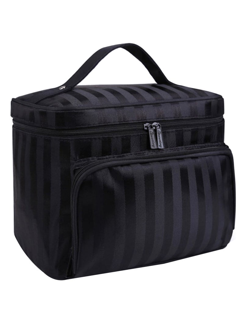 حقيبة مكياج مضادة للماء وبتصميم مخطط أسود