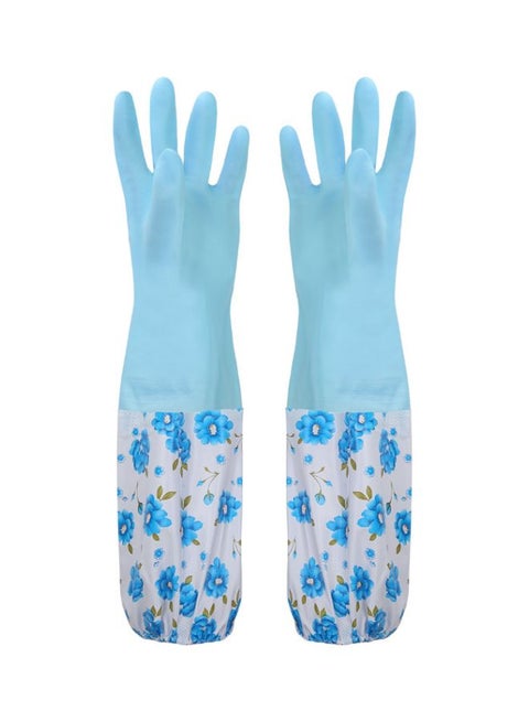 2-Piece Rubber Gloves Set Blue/White