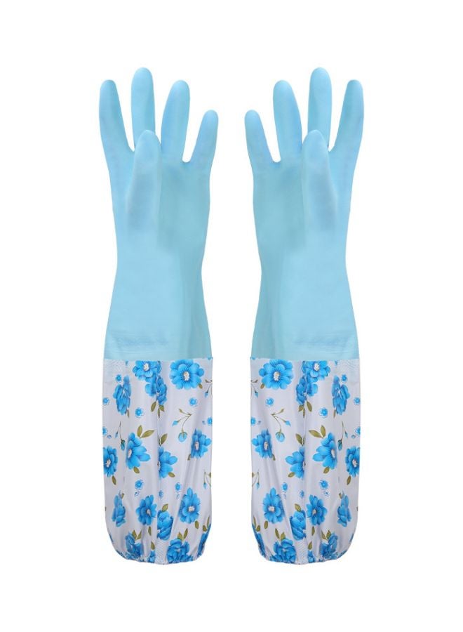 2-Piece Rubber Gloves Set Blue/White 