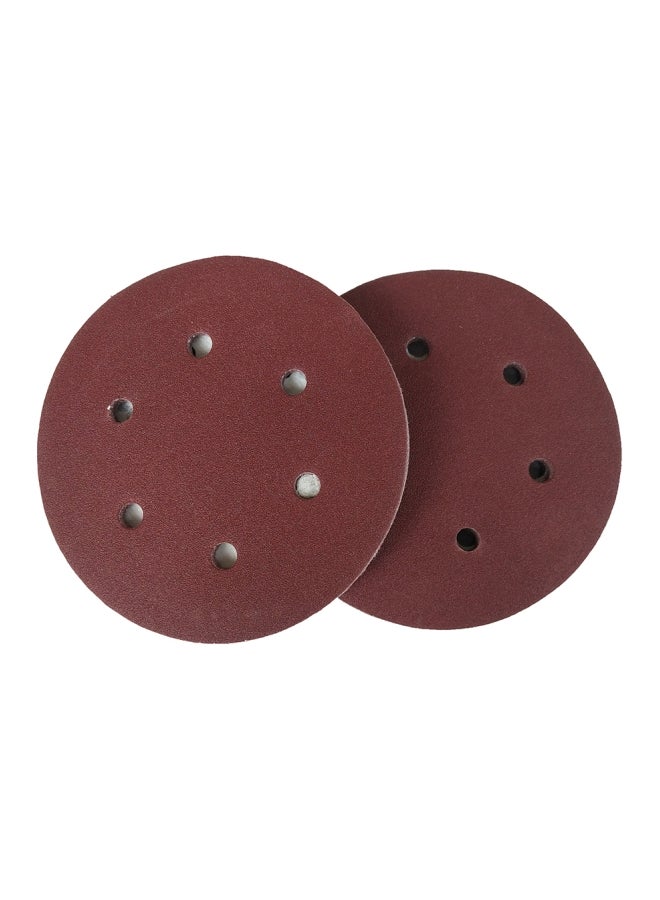 100-Piece Hook Loop Sandpaper With 8 Hole Sand Pad Set Dark Red 125mm  - Image 3