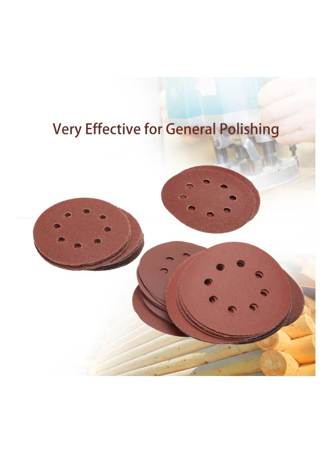 100-Piece Hook Loop Sandpaper With 8 Hole Sand Pad Set Dark Red  - Image 2