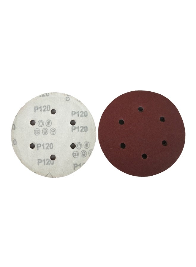 100-Piece Hook Loop Sandpaper With 8 Hole Sand Pad Set Dark Red 125mm  - Image 4